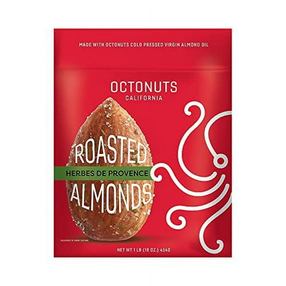Octonuts Oil Roasted California Almonds 16 Ounce - Herbs De Provence Almond Snack - Gluten Free, Paleo Vegan, Kosher, Keto, Non-GMO