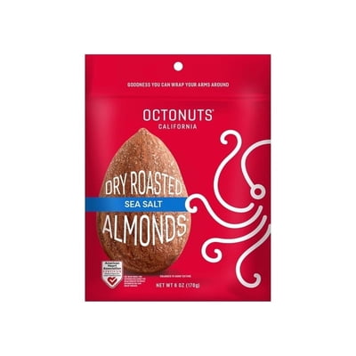 Octonuts Sea Salt Roasted Almonds (6oz) - Plant Based Protein Snack with Fiber  Keto Friendly, Gluten-Free, Vegan & Non-GMO Verified