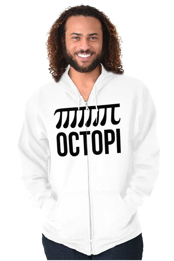 Octopi Day Math Geek Nerd Octopus Unisex Fleece Graphic Zip Up Hoodie Brisco Brands 4X