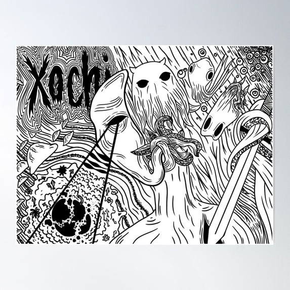 Octopi Gods Black And White Art Poster Wall Art, Modern Wall Decor For Living Room Bedroom, 16x24 UNFRAMED