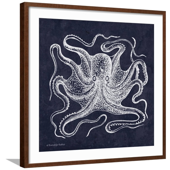 Art.com Octopi I Art Print by Gwendolyn Babbitt, Brown Frame Wall Art, 29" x 29"