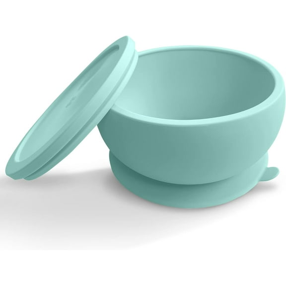 Octopod Silicone Baby Suction Bowl With Lid - Toddler & Baby Bowls, Baby Food Containers, Spill Proof Bowls For Toddlers, Suction Baby Bowls With Lids, Food Grade Silicone Baby Bowl (Baby Blue)