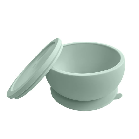 Octopod Silicone Baby Suction Bowl With Lid - Toddler & Baby Bowls, Baby Food Containers, Spill Proof Bowls For Toddlers, Suction Baby Bowls With Lids, Food Grade Silicone Baby Bowl (Sage Green)