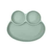 Abiie Octopod Frog Silicone Plates with Suction - Spill Proof, Easy to Clean - BPA-Free Bowl - Suction Plates for Baby and Toddler - Training & Feeding Divided Grip Dish Sage Green