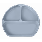 Octopod  Silicone Suction Triangle Plate for Babies and Toddlers   BPA-Free, Non-Slip Divided Plate for Baby-Led Weaning, Self-Feeding, and Mess-Free Mealtime Grey