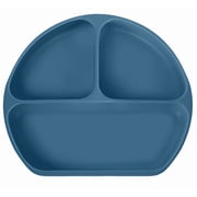 Octopod  Silicone Suction Triangle Plate for Babies and Toddlers   BPA-Free, Non-Slip Divided Plate for Baby-Led Weaning, Self-Feeding, and Mess-Free Mealtime Space Blue