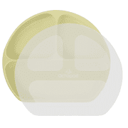 Octopod  Silicone Suction Triangle Plate with Lid for Babies and Toddlers   BPA-Free, Divided Non-Slip Plate with Secure Cover   Microwave & Dishwasher Safe, Baby-Led Weaning Friendly Pastel Yellow