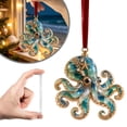 thumbnail image 1 of Octopus 2D Acrylic Christmas Ornaments, Flat Sea Animal Hanging Decoration for Christmas Tree Holiday Home Decor, Festive Xmas Tree Ornament Keepsake Gift for Family Friends 1pc, 1 of 7