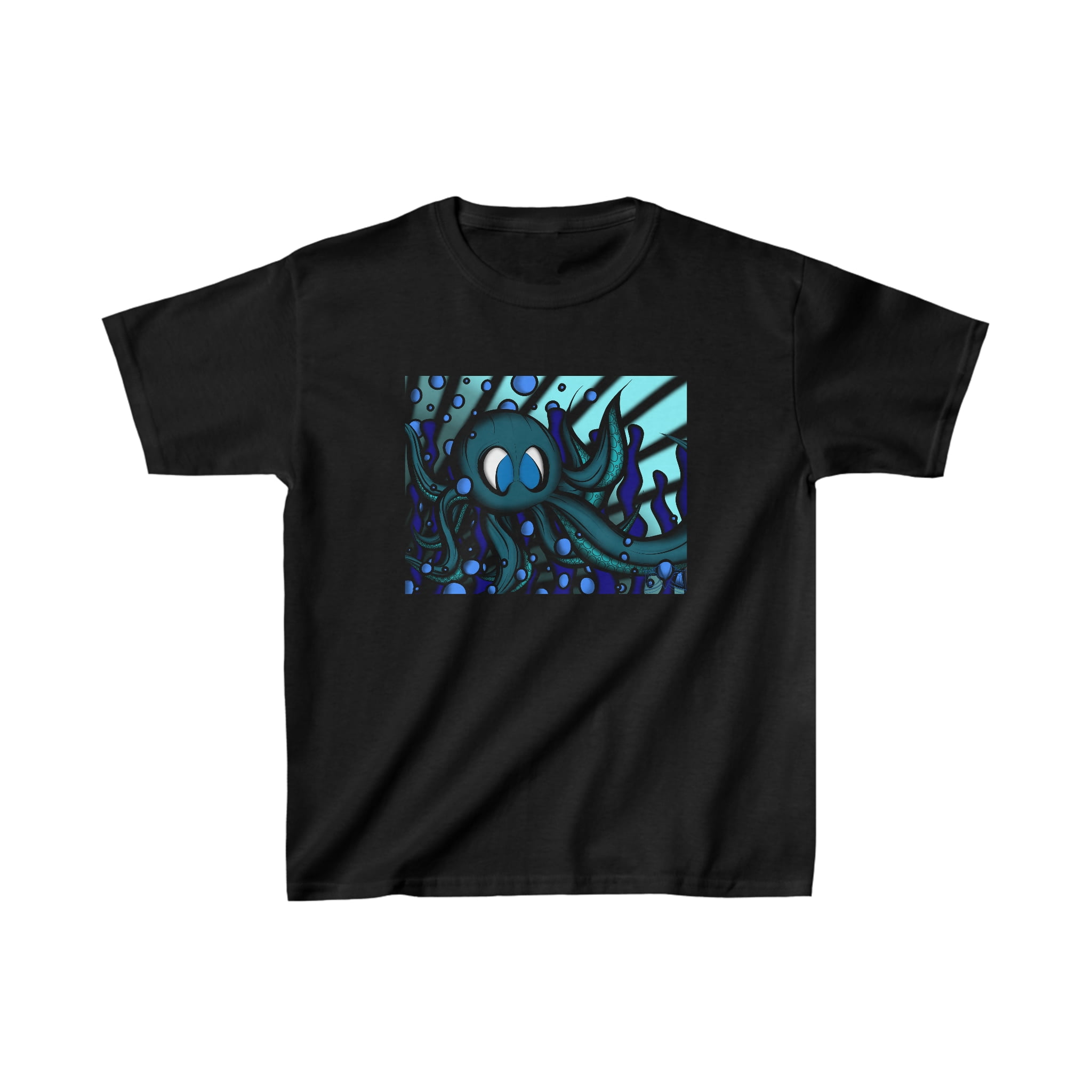 Octopus 9 tentacles, hand drawn art skate & surf wear on a Kids Cotton™ Tee