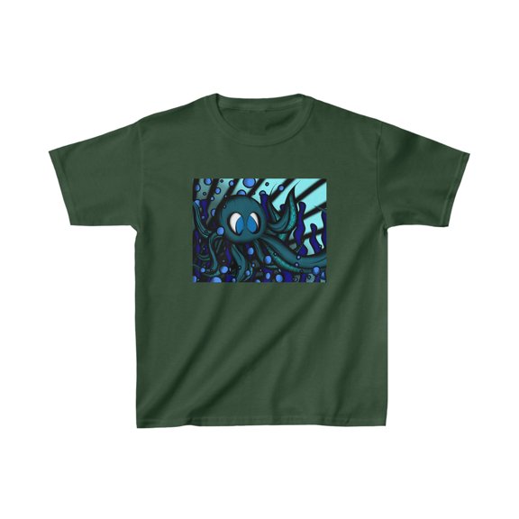 Octopus 9 tentacles, hand drawn art skate & surf wear on a Kids Cotton™ Tee