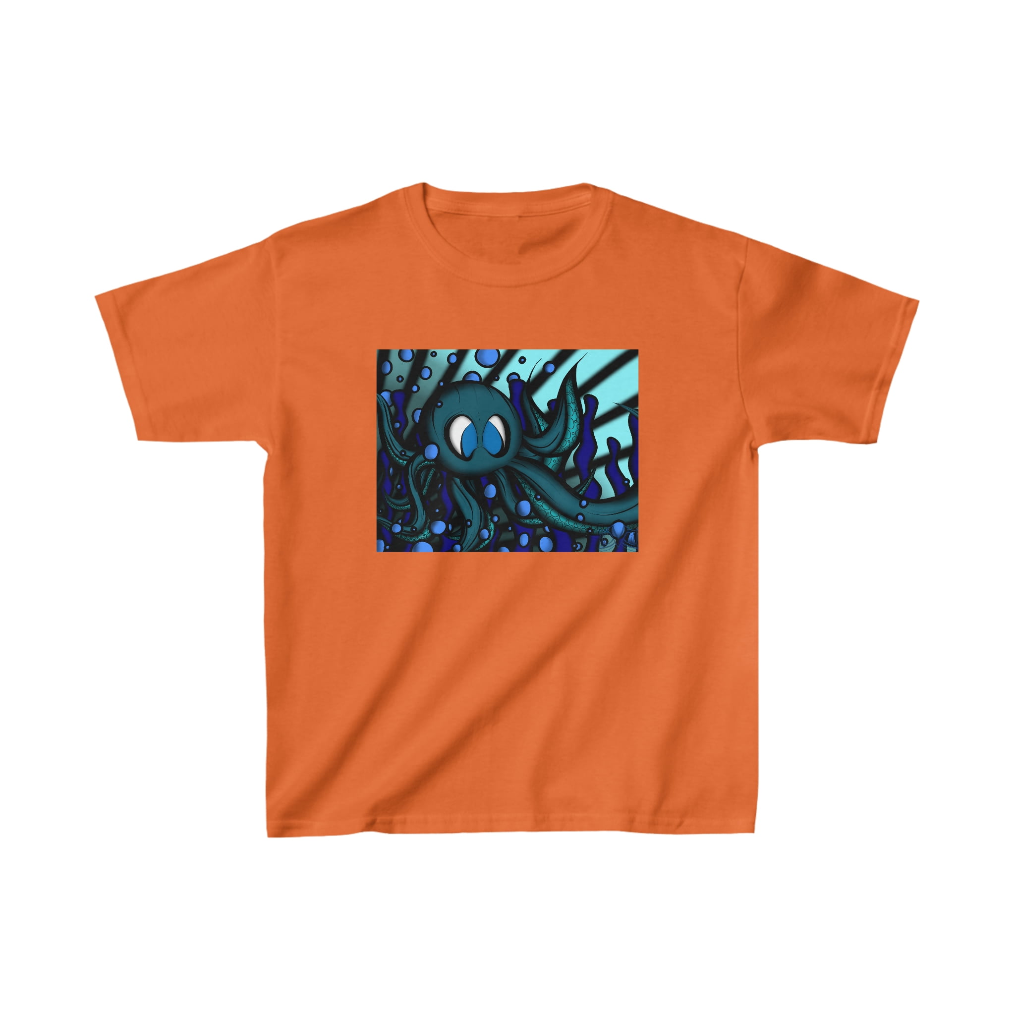Octopus 9 tentacles, hand drawn art skate & surf wear on a Kids Cotton™ Tee