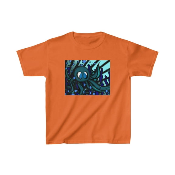 Octopus 9 tentacles, hand drawn art skate & surf wear on a Kids Cotton™ Tee