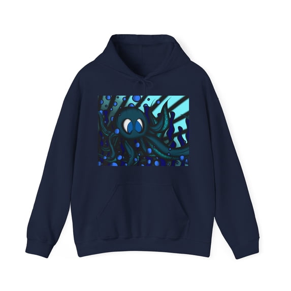Octopus 9 tentacles, hand drawn art, skate & surf wear on a Unisex T Shirt.