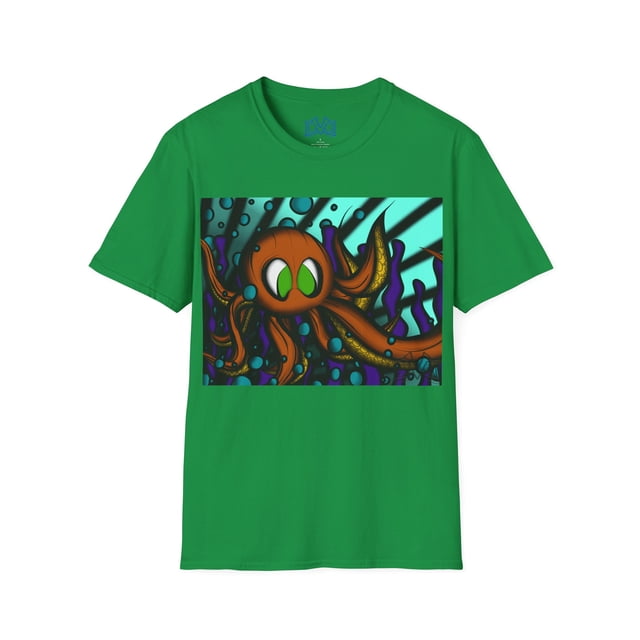 Label Octopius Image Octopus 9 tentacles, hand drawn art, skate & surf wear on a Unisex T ...