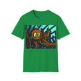 Label Octopius Image Octopus 9 tentacles, hand drawn art, skate & surf wear on a Unisex T ...
