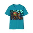 thumbnail image 1 of Octopus 9 tentacles, hand drawn art, skate & surf wear on a Unisex T Shirt., 1 of 4