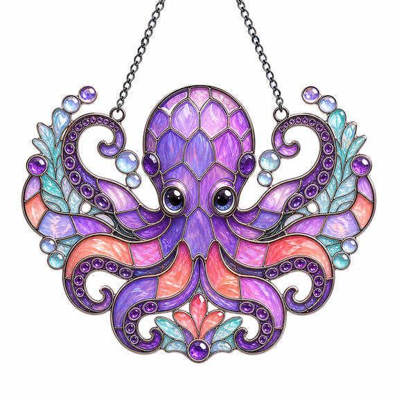 Octopus Acrylic Suncatcher Window Hanging Colorful Ocean Gift for Mom
