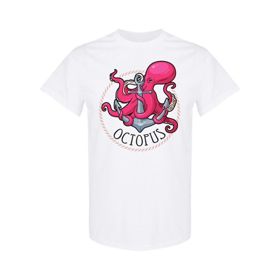 Octopus And Anchor Design T-Shirt Men -Image by Shutterstock, Male 3X-Large