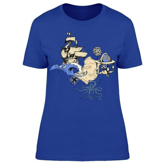 Octopus And Sea Voyages  T-Shirt Women -Image by Shutterstock, Female 3X-Large