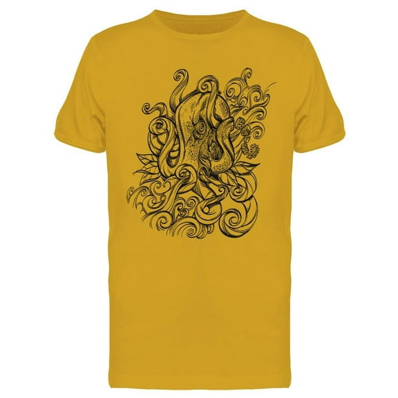 Octopus And Sea Waves T-Shirt Men -Image by Shutterstock, Male Small
