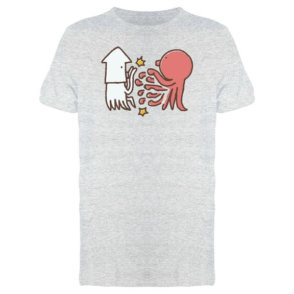 Octopus And Squid Fighting T-Shirt Men -Image by Shutterstock, Male Small