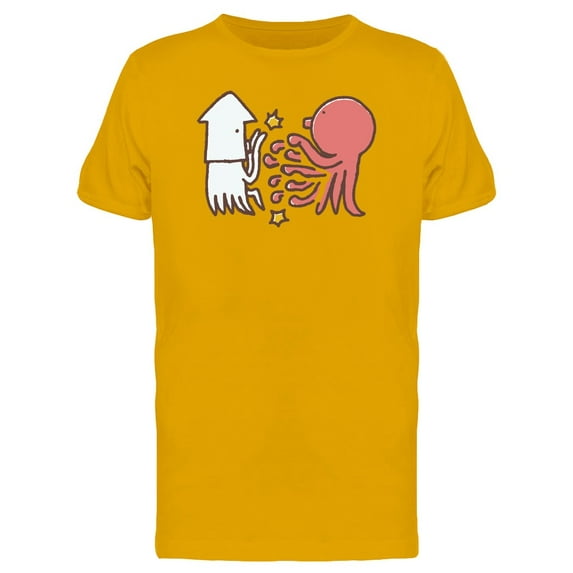 Octopus And Squid Fighting T-Shirt Men -Image by Shutterstock, Male XX-Large
