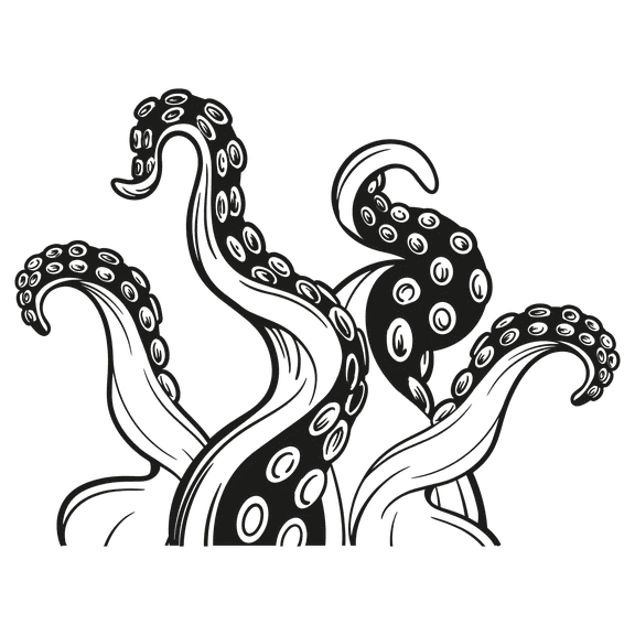 Octopus Art for Bedroom Wall Decoration - Tentacles Black and White Artwork Design for Living Room Vinyl Wall Decal - 20" x 15"
