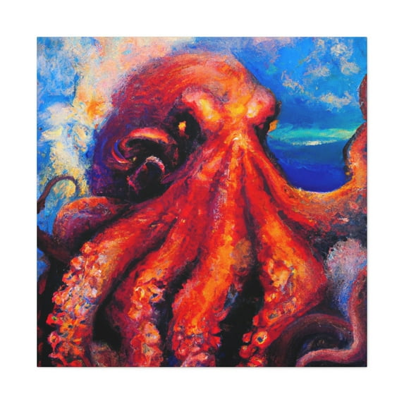 Octopus At Sea Wave - Canvas