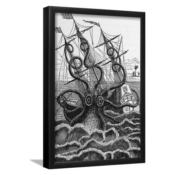 Octopus Attacking a Ship, Animals Framed Art Print Wall Art by Middle Temple Library Sold by Art.Com