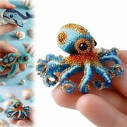 Octopus Bead Embroidery Kit, 3D Ocean Animals DIY Beadwork Craft Kit for Beginners Adults, Beaded Ornament Art Supplies & Gift, Handmade Gifts, Starter Embroidery Set for Craft Lovers (Octopus B)
