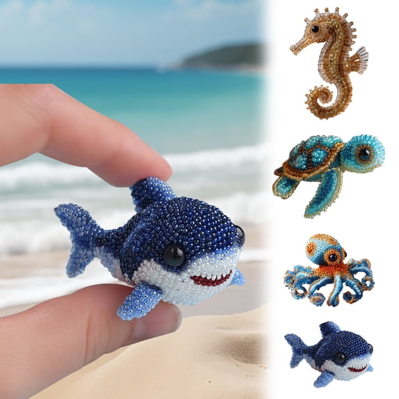 Octopus Bead Embroidery Kit, Sea Creature Beaded Embroidery Kits for Adults, Beginner-Friendly 3D Marine Animals Beadwork Craft DIY Kit for Craft Lovers Home DIY Lovers
