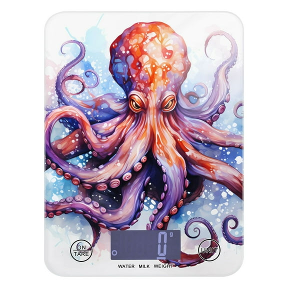 Octopus Beast Food Scale Digital Kitchen Scale Waterproof Tempered Glass Tare Function 11 lb for Baking Cooking Meal Prep