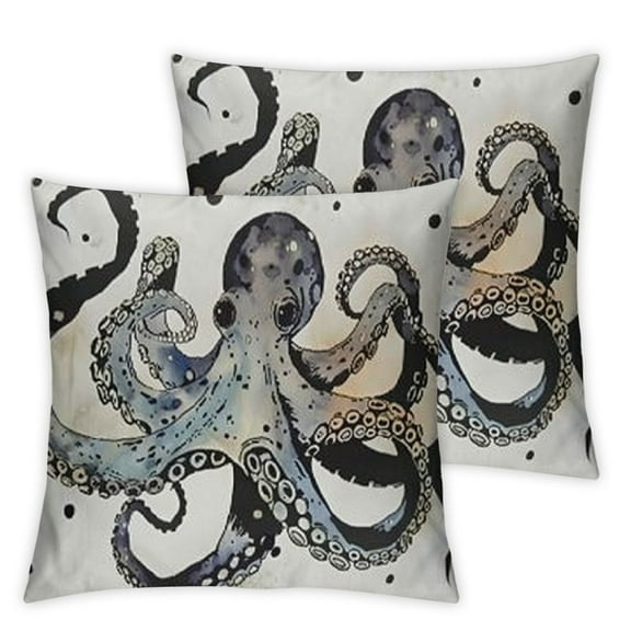 Octopus Bed Pillow Covers, Watercolor Ocean Sea Octopus Decorative Throw Pillow Cover Cushion Case for Sofa Bed Living Room Farmhouse Decorations, Pillowcases