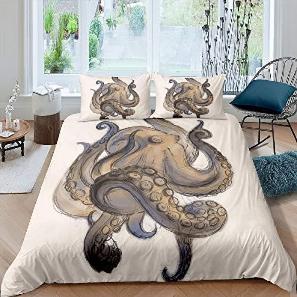 Octopus Bedding Set Ocean Kraken Duvet Cover for Kids Children Teens