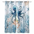 thumbnail image 1 of Octopus Blackout Curtains for Bedroom Living Room Darkening Curtains 96 Inches Long Blue Coastal Starfish Ocean Coral Nautical Window Curtain 2 Panels Set Window Treatment Grommet Drapes 52"x96", 1 of 9