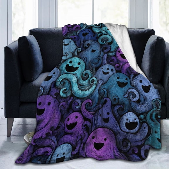 Octopus Blanket Cute Purple Blue Pattern Lightweight Soft Throw Blanket Couch Sofa Bed 50x40