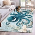thumbnail image 1 of Octopus Blue Area Rug 4x6 FT, Non Slip Kids Room Carpet, Coastal Starfish Nautical Anchor Flower Washable Soft Floor Carpet Non-Shedding Throw Rug for Dorm Kitchen Study Room Home Office Bedside, 1 of 9