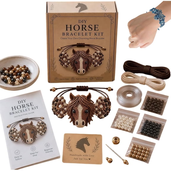 Octopus Bracelet Kit, DIY Beaded Bracelet Making Kit, 3D Beaded Animal Bracelet Craft Kit, Beginner-Friendly Beaded Bracelet Animal Making Kit, for Beginners & DIY Craft Lovers,Horse