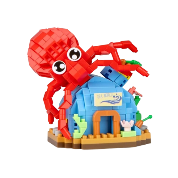 Ylutex Sea Animal Building Block Set, 3.6mm Micro Bricks Octopus with 415 PCS, Mini Ocean Animal Toy Set
