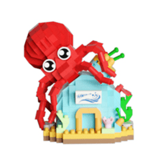 Octopus Building Block Kit, Underwater Sea Life Brick Display, 415 Pieces, Building Block Display Building Block Kit