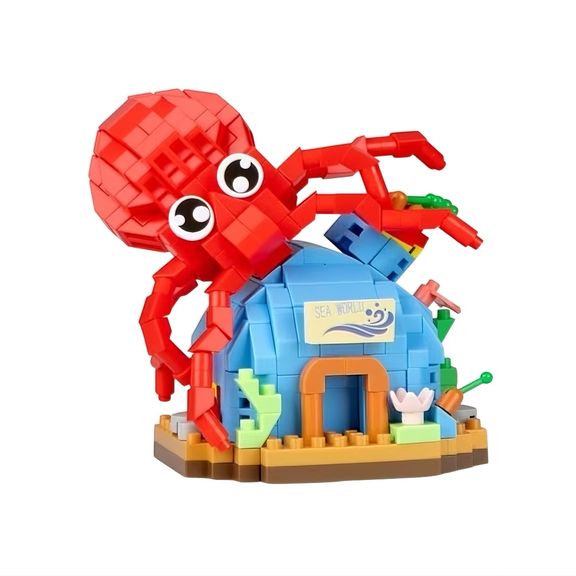 Ylutex Sea Creatures Micro Building Block Set, Marine Animals Building Toy Set, 415 Pieces Octopus Mini Bricks Set