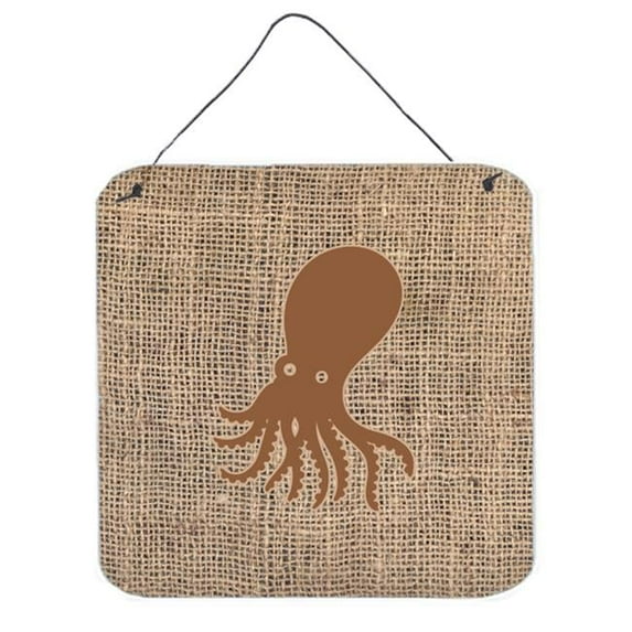 Octopus Burlap And Brown Aluminium Metal Wall Or Door Hanging Prints