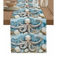 thumbnail image 1 of Octopus Burlap Cotton Table Runner 13x108 Inches Long, Coastal Ocean Starfish Shell Blue Watercolor Farmhouse Table Runners, Outdoor Dining Tablecloths Decor for Baby Shower/Party/Wedding, 1 of 6