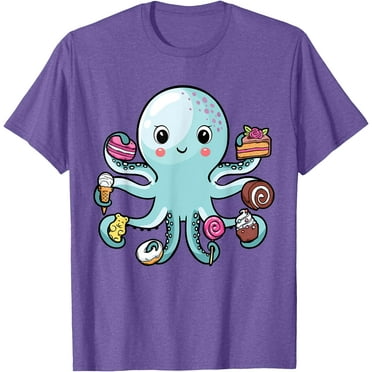 Octopus Cake Lover Tentacles Marine Animals Children Cute Softstyle Unisex T-Shirt