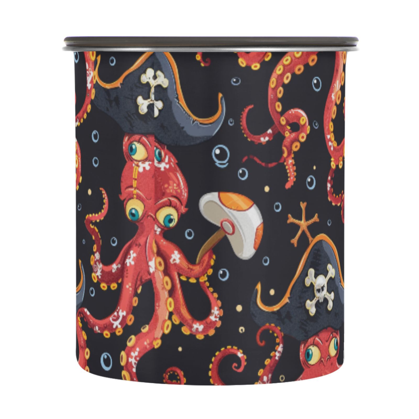 Octopus Captain Bubble Airtight Coffee Bean Canister 30oz Food Storage Containers with Lids For Gournd, Tea, Sugar, Flour, Rice, Cereal, Candy Cookie Jar