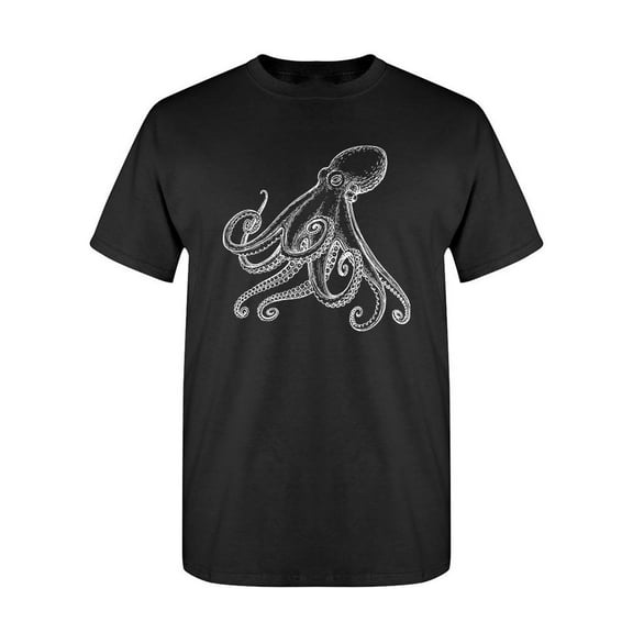 Octopus Chalk Sketch T-Shirt Men -Image by Shutterstock, Male x-Large
