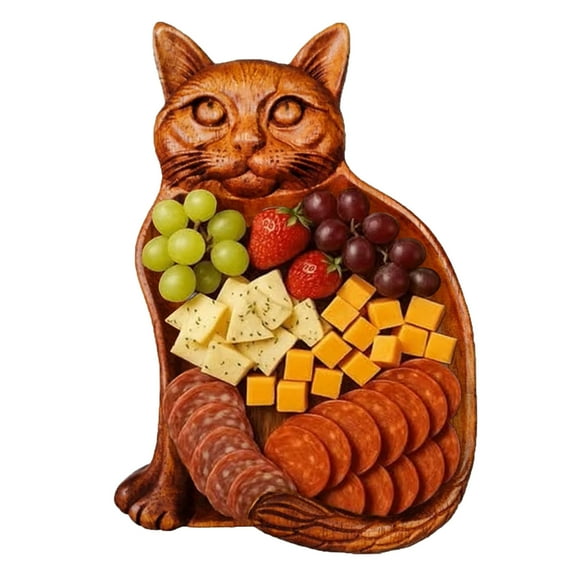 Octopus Charcuterie Platter, Ocean Themed Cheese Bread Board, Novelty Unique Serving Tray Board for Cheese Meats Fruit, Kraken Design Wood Serving Tray, Unique Gift for Seafood Lovers(Cat)