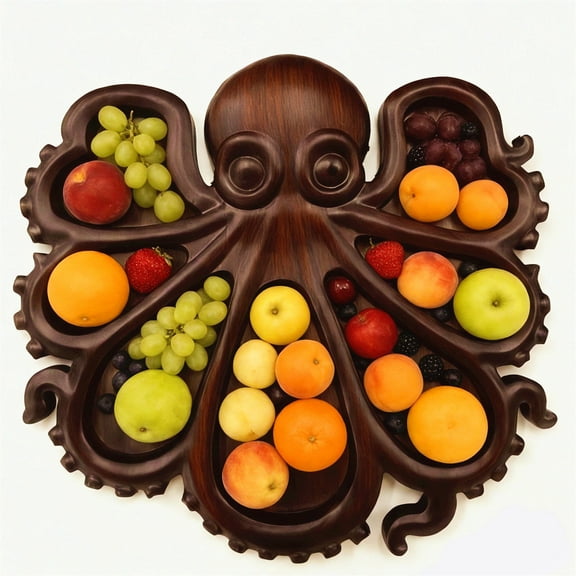 Octopus Charcuterie Platter, Ocean Themed Cheese Bread Board, Novelty Unique Serving Tray Board for Cheese Meats Fruit, Kraken Design Wood Serving Tray, Unique Gift for Seafood Lovers