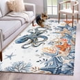 thumbnail image 1 of Octopus Coastal Area Rugs 4'x6', Washable Small Throw Rugs for Office Bathroom, Summer Beach Coral Starfish Ocean Indoor Outdoor Rug Non-Slip Low Pile Carpet Runner Reversible Floor Mats, 1 of 8