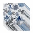 thumbnail image 1 of Octopus Coastal Cloth Napkins, Navy Blue Nautical Summer Ocean Washable and Reusable Dinner Napkins Set of 6, Table Napkin for Kitchen Party Birthday Wedding Hotel Housewarming 20"x20", 1 of 9